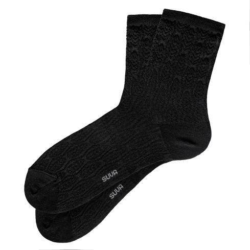 mustad naiste sokid SUVA tammelehe mustriga klassikalises stiilis