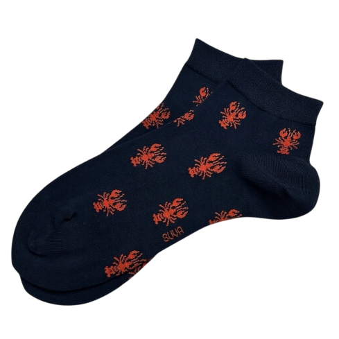 Tumesinised madalad sokid mustriga punased vähid