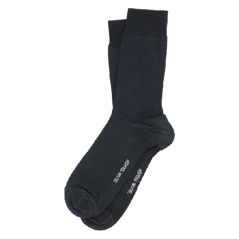 Grafiit tumehalll  sokid hõbeniidiga talla all tekst SUVA SILVER