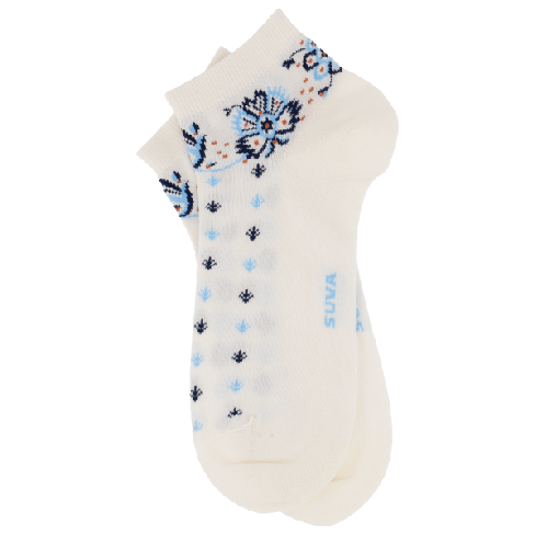 ETNO naisten sukat matalat Mihkli kuviolla, valkoinen