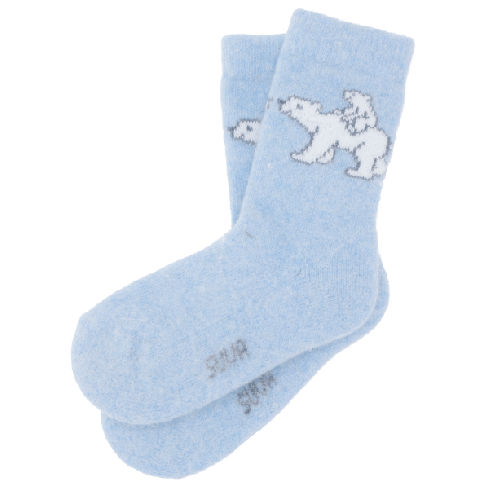 Helesinised angoora sokid lastele with White bear mother and baby