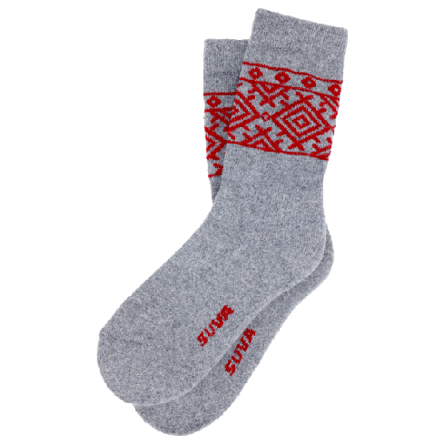 Angora and merino wool socks with terry sole and nordic ornament