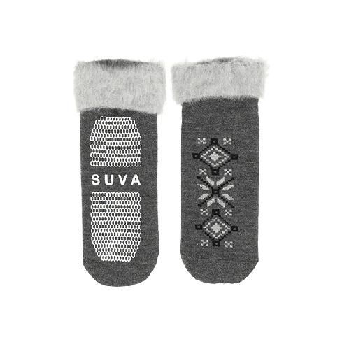 meeste kodusussid tumehalli värvi eesti etno ornamendiga. talla all pidurid logoga SUVA