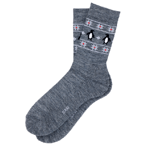 Merinovillasukat froteepohjalla Pingviinit