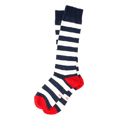 Raidalliset polvisukat valkoinen-sininen