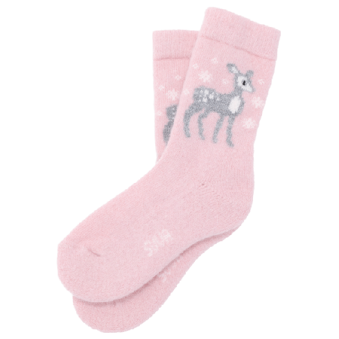 angoora villased roosad sokid tüdrukule kitseke mustriga