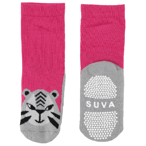 Liukumattomat lasten sukat Tiikeri, vaaleanpunainen fuksia