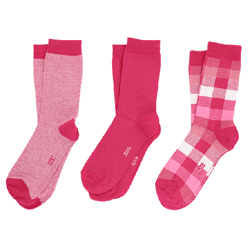 Sokid ruudulised ja triibulised 3-pakk - roosad