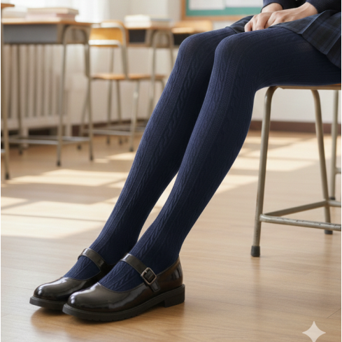 Childrens tights with classical pattern, dark blue