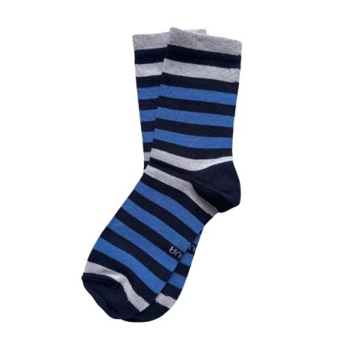 Triibulised laste sokid siniste ja valgete triipudega