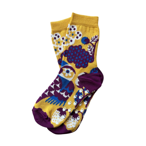 Children's socks with grippers "Owl"