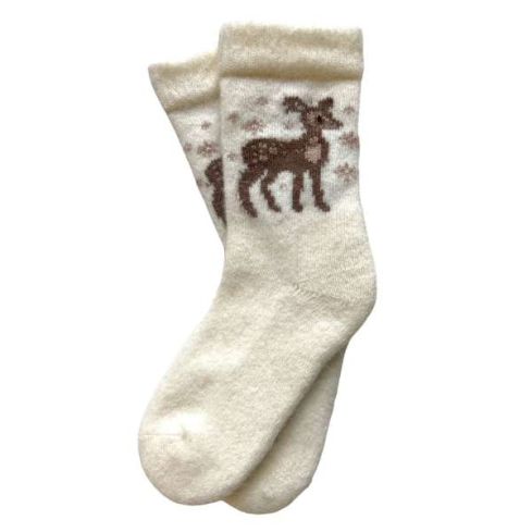 Valged angoora villased sokid mustriga Kitseke