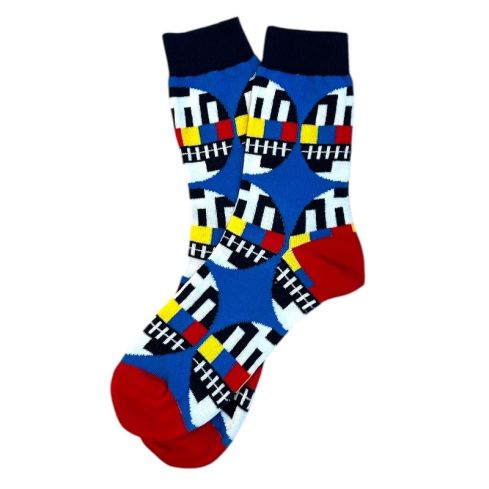 Sinised sokid retro disainiga TV mustriga