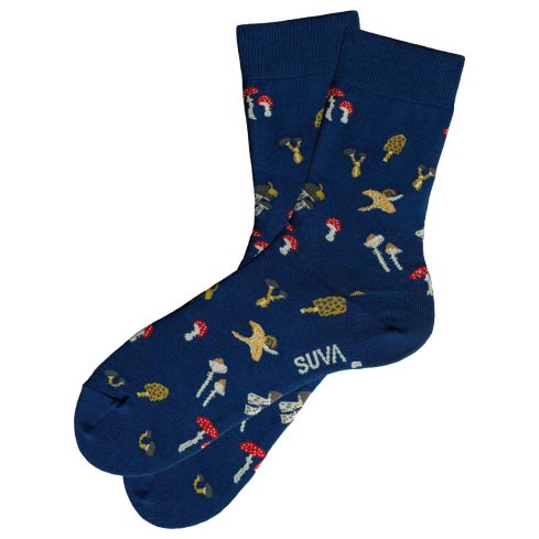 Tumesinist värvi sokid pika säärega erinevate seentega