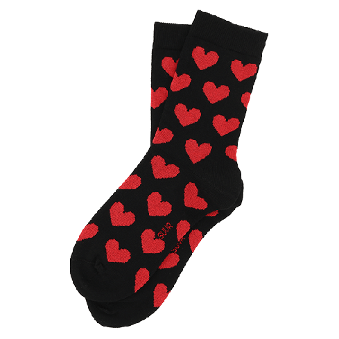 Ystävänpäivän sukat sydämillä