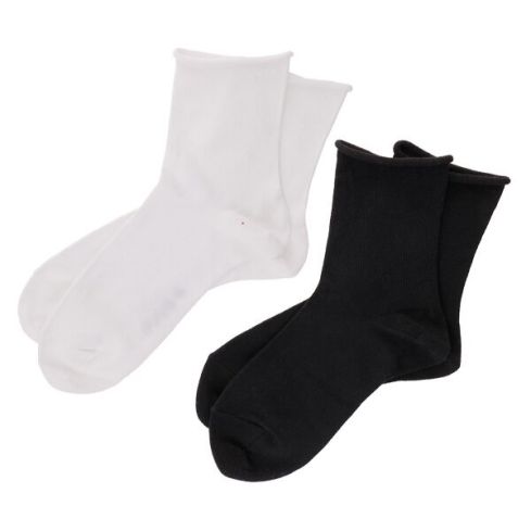 Pehme äärisega sokid, 2 paari, valge ja must