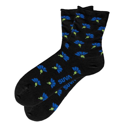 Naiste sokid pehme äärega Rukkililled, mustad