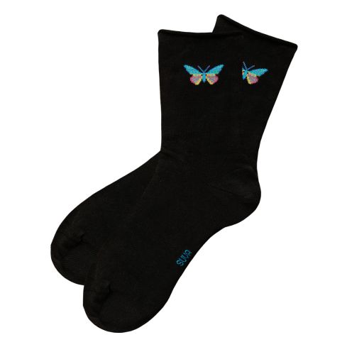 Pehme äärega must sokk liblikaga SUVA all logo