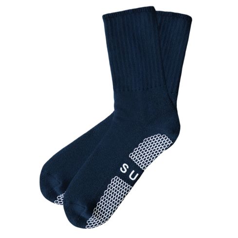 Täisfrotee tumesinised sokid, tallal stopperid ja logo suva