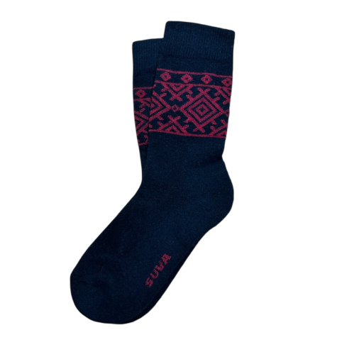 Angora and merino wool socks with terry sole and nordic ornament