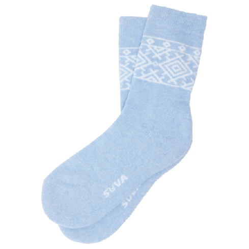 angooravillased pehmed sokid helesinised valge eesti etno ornamendiga