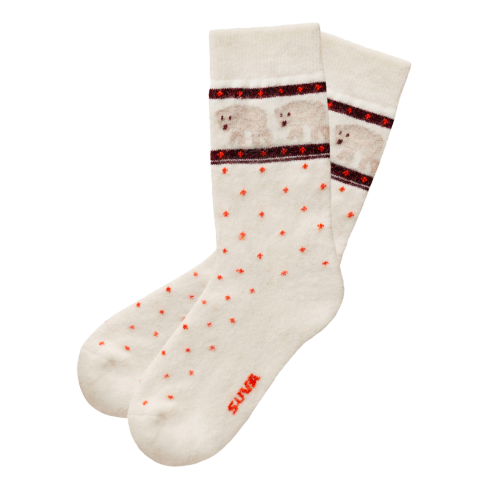 Valged sokid angooravillast karudega ja täpidega