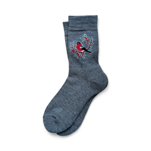 hallid meriinovillased sokid leevike mustriga