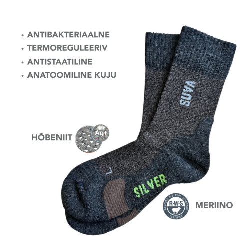 SUVA MATKASOKID meriinovillast ja hõbeniidiga