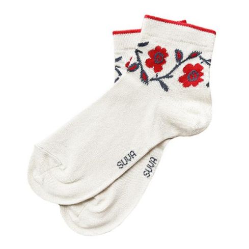 SUVA ETNO valkoiset Torma kukkakuvioilla matalat naisten sukat